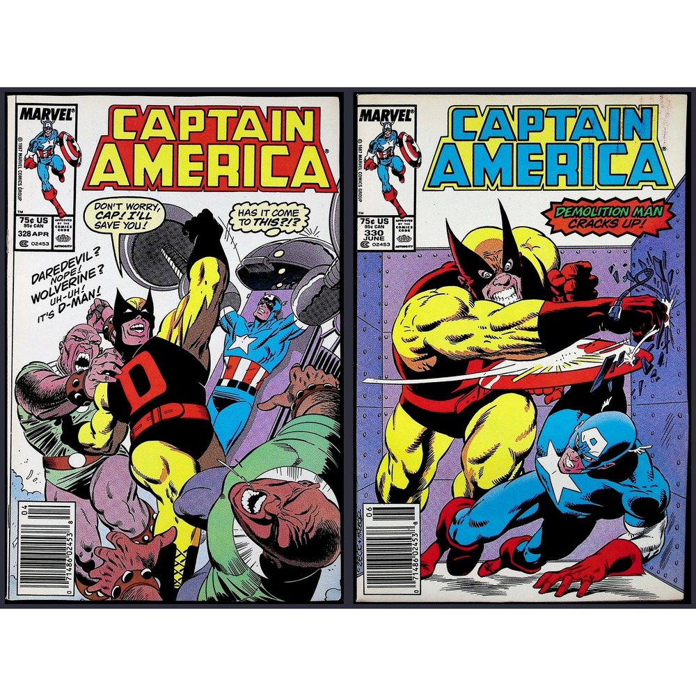 Captain America 2X Comic Lot #328 330 1st D-Man Newsstand Marvel